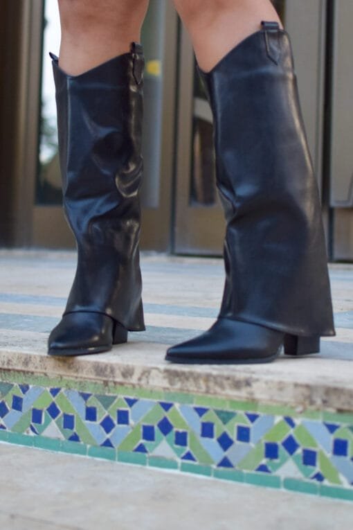 Botas de Polipiel Negras con Calentadores
